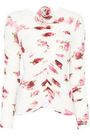 MAGDA BUTRYM Ruchet top med rose-applikation