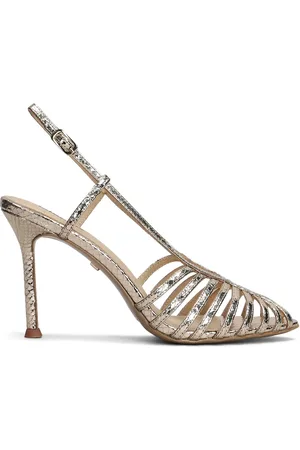 Lola Cruz Metalliske slingback-sandaler med knuder