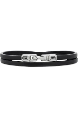David Yurman Streamline Double Wrap læderarmbånd i sterlingsølv (4 mm)