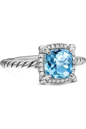David Yurman Petite Châtelaine ring i sterlingsølv med topas og diamant (7 mm)