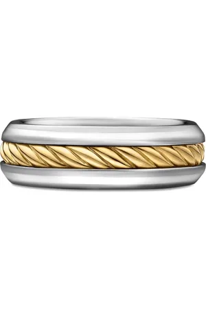 David Yurman Cable Inset ring i 18 karat guld og sterlingsølv (8 mm)