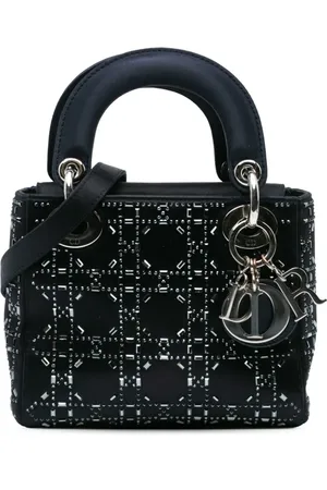 Dior Lille Cannage Strass Lady Dior satchel-taske i satin med krystaludsmykninger fra 2016