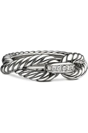 David Yurman Cable Loop ring i sterlingsølv med diamant (7 mm)