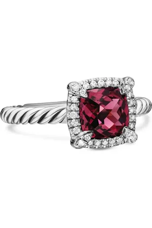 David Yurman Petite Chatelaine-ring i sterlingsølv med rhodolit, granat og diamant (7 mm)
