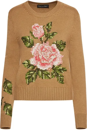 Oscar de la Renta English Rose trøje med broderi