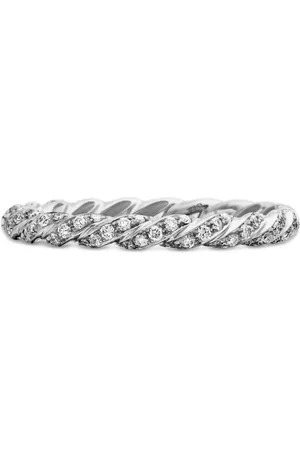 David Yurman Petite Pavé diamantring i 18 karat hvidguld (2,8 mm)