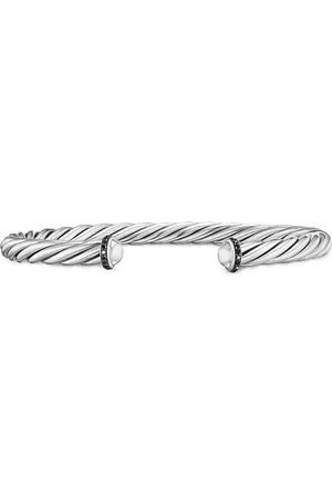 David Yurman Cable Cuff armbånd i sterlingsølv med diamant (6 mm)