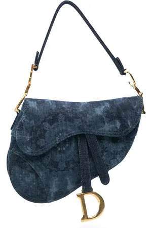 Dior Saddle Bag skuldertaske i denim med batiktryk fra 2018