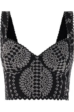 CHARO RUIZ IBIZA Goldie cropped top med broderi og takket kant