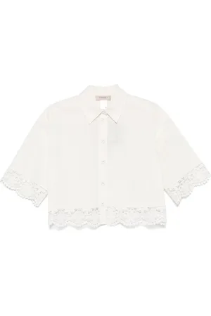 Twin-Set Poplin-skjorte med blondekant