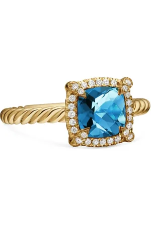 David Yurman Petite Chatelaine diamantring i 18 karat guld med topas (7 mm)