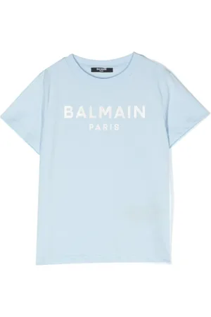 Balmain T-shirt med rund hals og holografisk logo