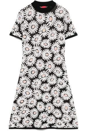 HUGO BOSS Kort blomstret kjole i jacquard
