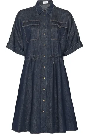 Brunello Cucinelli Mellemlang skjortekjole i denim
