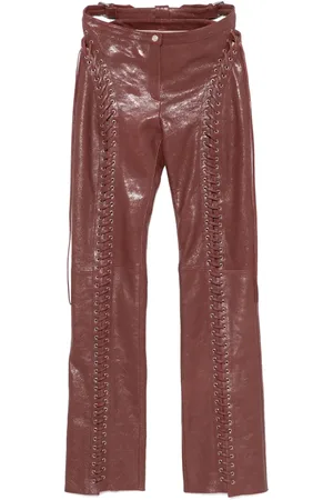 BLUMARINE Læderbukser med krakeleret effekt