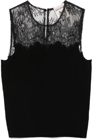SEMICOUTURE Top med blondedetalje