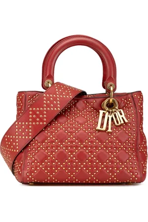 Dior Mellemstor Patent Cannage Studded Supple Lady Dior satchel-taske fra 2017