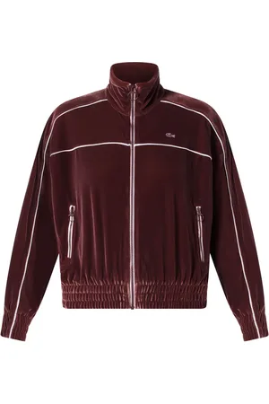 Lacoste Sweatshirt i fløjl med lynlås