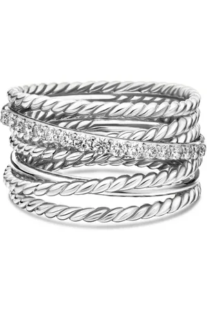 David Yurman Crossover-ring i sterlingsølv med diamanter (12 mm)