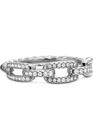 David Yurman Stax diamantring i 18 karat hvidguld med kædedesign (4,5 mm)