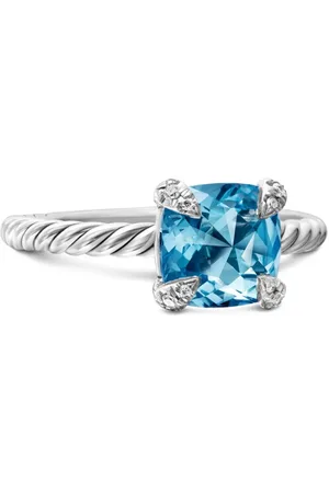 David Yurman Châtelaine ring i sterlingsølv med topas og diamant (8 mm)