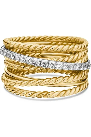 David Yurman Bred Crossover diamantring i 18 karat guld (12 mm)