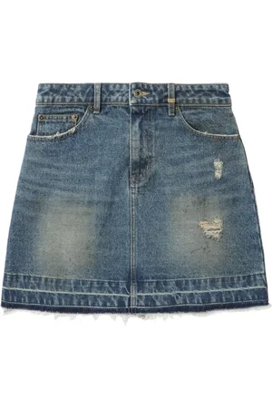 We11 Done Denimnederdel med slitageeffekt