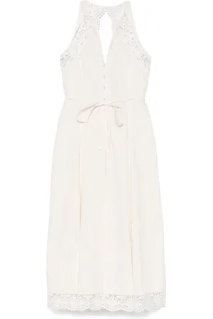 Twin-Set Poplin-kjole med blondedetalje