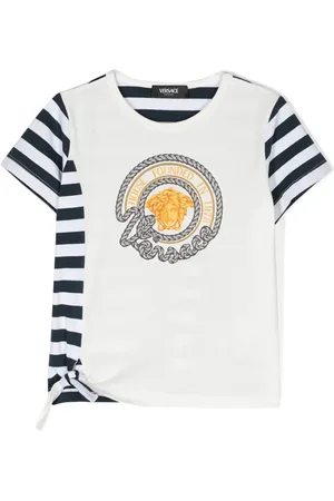 VERSACE Skjorte med striber og nautisk baroktryk