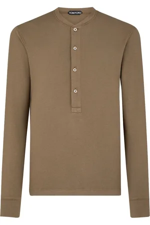 Tom Ford Ribstrikket T-shirt med knapper