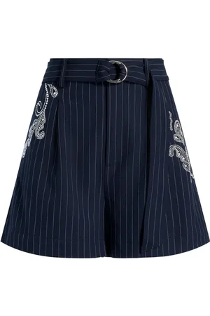 Cinq A Sept Nålestribede Rebecca shorts med paisley-broderi