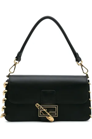 VERSACE Fendi Fendace Seta Vitello Baguette satchel-taske i kalveskind med broche fra 2010-2024