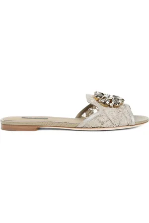 Dolce & Gabbana Bianca blondesandaler med krystaludsmykning