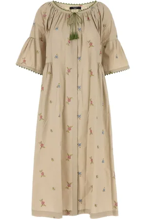 Max Mara Broderet Taso kjole med flounce-ærmer