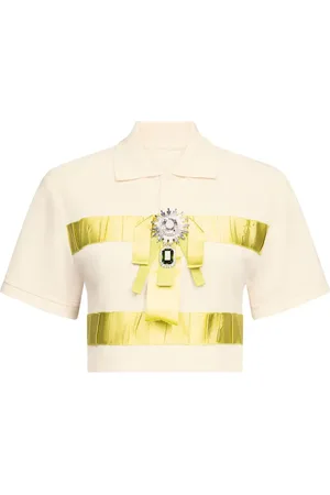AREA Cropped top med krystaludsmykning