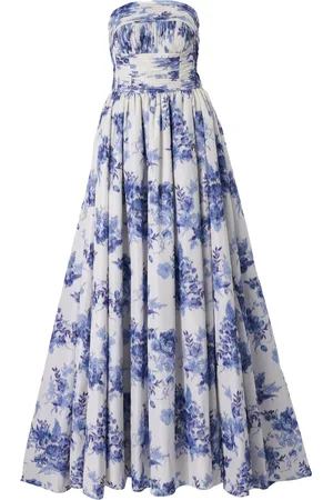 Carolina Herrera Stropløs kjole med blomstertryk