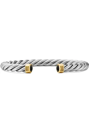 David Yurman Cable armbånd i 18 karat gulguld med sort onyks (6 mm)