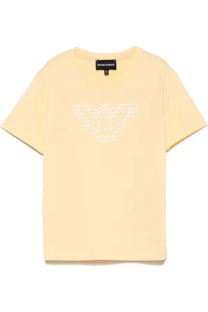 Emporio Armani Blomsterudsmykket T-shirt i bomuld