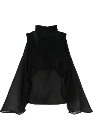 Alberta Ferretti Silkebluse i chiffon med hætte