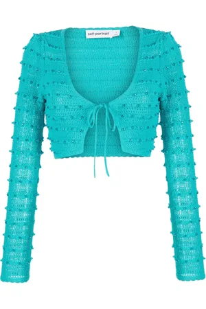 Self-Portrait Strikket cardigan med perledekoration