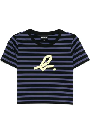AGNÈS B. Cropped T-shirt med striber