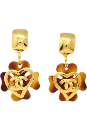 CHANEL 1995 CC øreclips med kløvermotiv