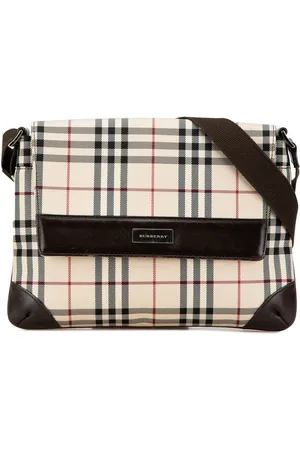 Burberry House-ternet Flap crossbody-taske i kanvas med lynlås fra 2000-2017