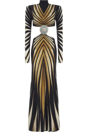 Roberto Cavalli Lang kjole med zebra-tryk