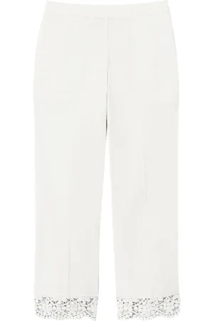 Twin-Set Cropped bukser med blondedetalje