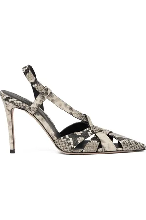 Scarosso 85 mm Athena slingback-pumps med slangeskindsprægning