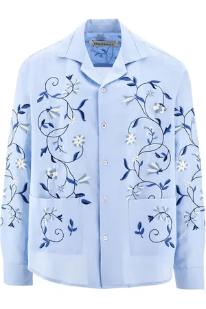 Baziszt Lotus skjorte med broderi og knapper