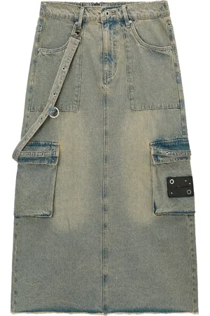 Musium Div. Mellemlang nederdel i denim