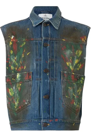 Vivienne Westwood Marlene denimvest med malingsprøjt