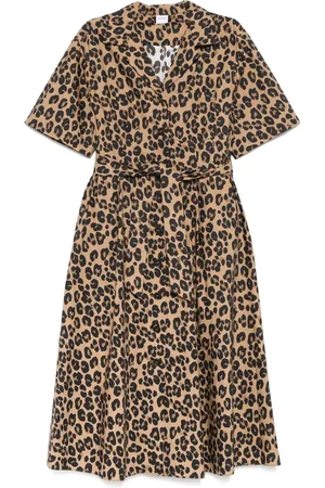 Aspesi Mellemlang kjole med leopardtryk